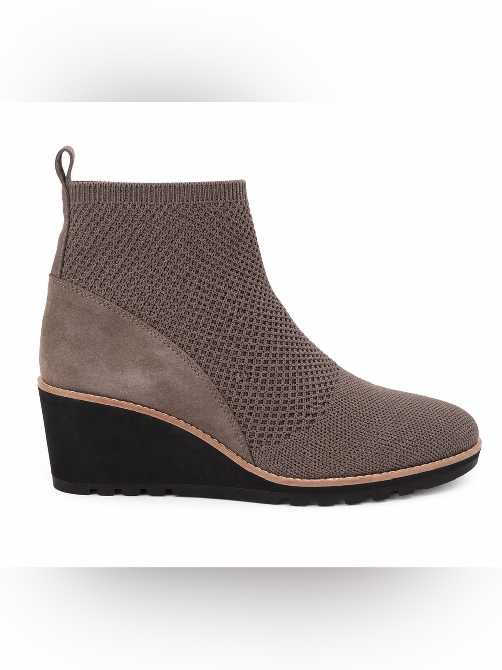 Eileen Fisher Quill Ankle Bootie Wedge Platform Rye Brown Knit Size 10